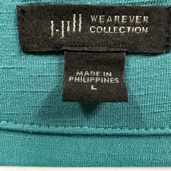 J Jill Wearever Collection V Neck Tunic Top Turquoise 3 Quarter Sleeve Womens L - Picture 9 of 11